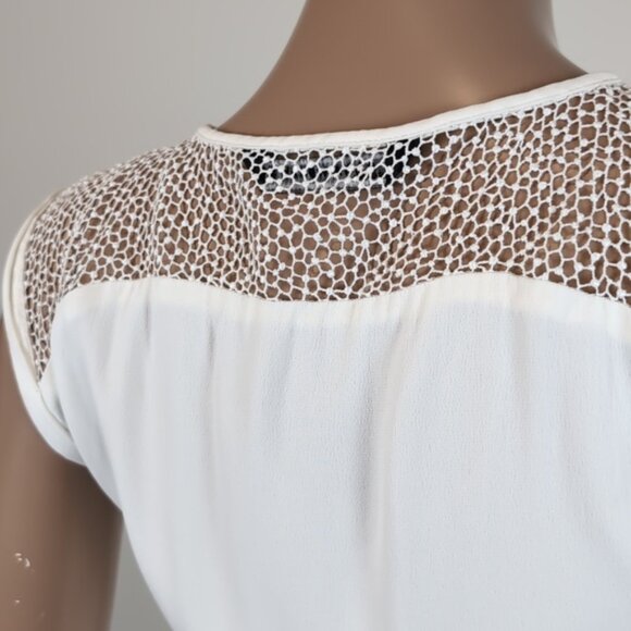 Zara Rolled Cap Sleeve Top Netted Mesh Shoulder Boxy Fit Summer Crew Neck - Picture 6 of 10